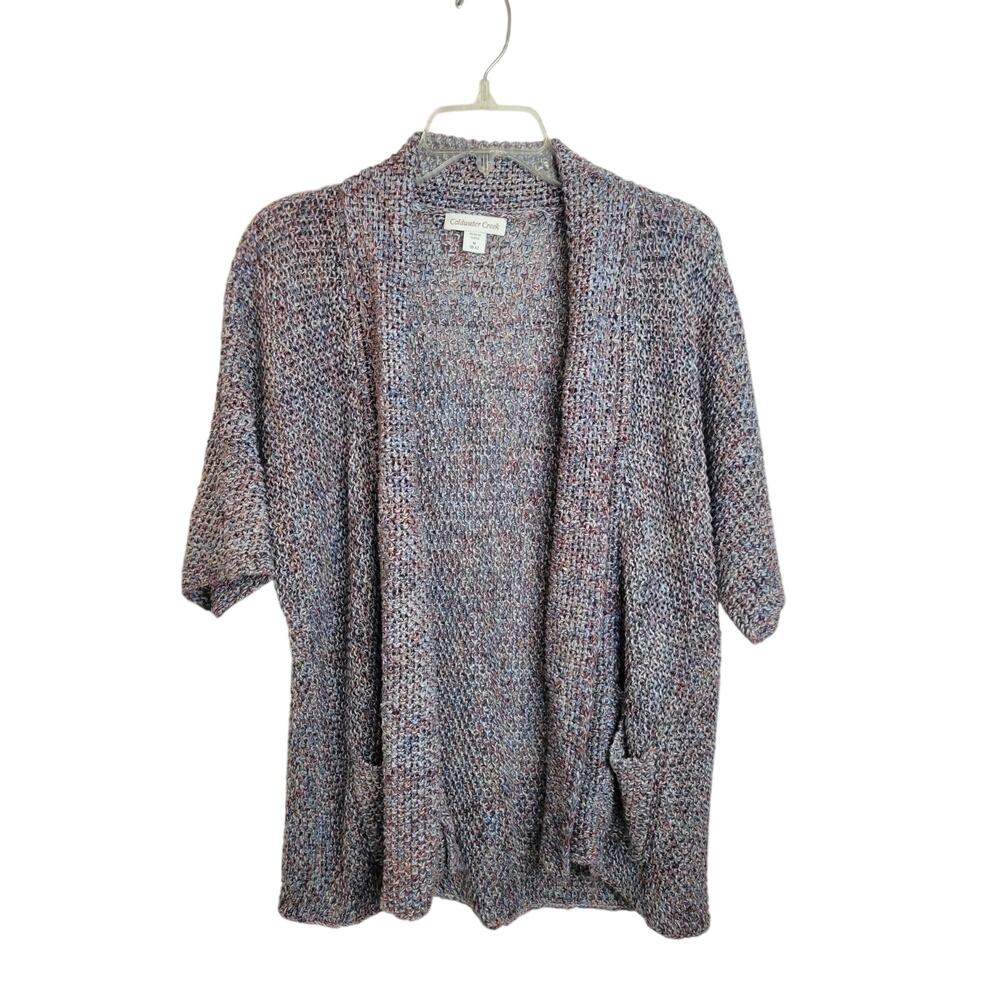 Coldwater Creekβ Cardigan Sweater Multicolor Linen Blend Open Womens Size Medium